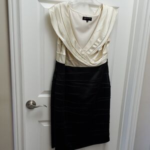 White House Black Market Elegant Black and Cream Mini Dress